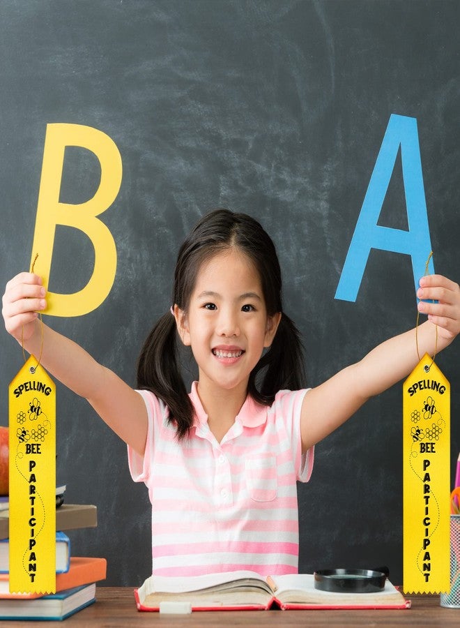 Glenmal Spelling Bee Participant Award Ribbons with Card and String Yellow Participation Ribbon Spelling Bee Medal Ribbons Participant Prize for Kids Competition, 2 x 8 Inch(100 Pcs) - Image 2